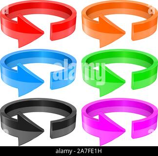 Colored 3d arrows. Horizontal circles Stock Vector