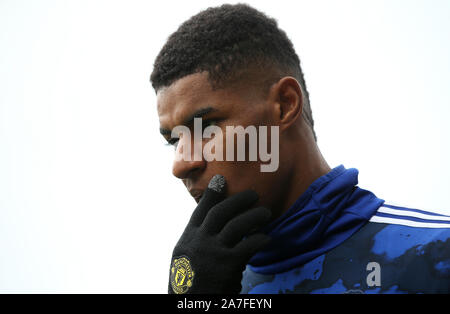 Manchester United's Marcus Rashford warms up prior to the Premiership match at The Vitality Stadium, Bournemouth. Stock Photo