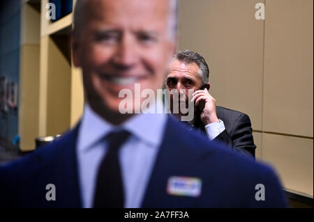 Cardboard cutout of Presidential candidate Joe Biden stands outside the ballroom as Speaker Nancy Pelosi keynotes the Inaugural Independence Dinner, hosted by Pennsylvania Democratic Party, at the Pennsylvania Convention Center, in Philadelphia, PA, on November 1, 2019. Stock Photo