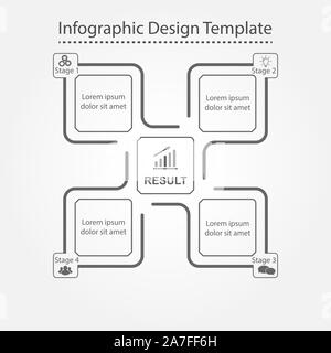 Infographic design template. Four steps to business success, training or promotion. Flat design. Stock Vector