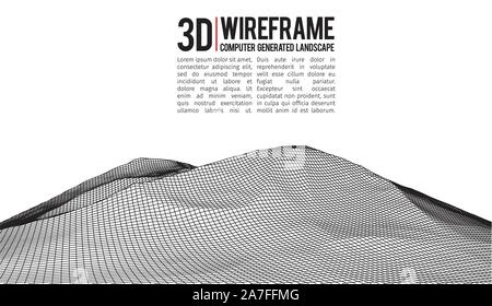 Abstract vector landscape background. Cyberspace landscape grid. 3d technology vector illustration. Stock Vector