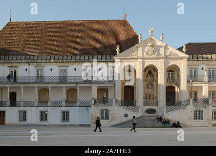 Students outside the Law Faculty of Coimbra University in Coimbra, Portugal Stock Photo