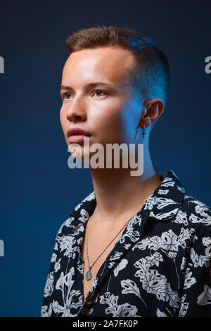 Young white male model in a studio setting Stock Photo