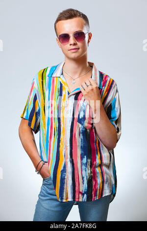 Young white male model in a studio setting Stock Photo