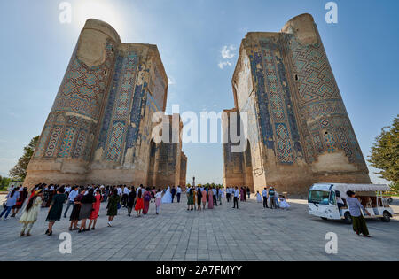 ruins of gate to Ak Saray Palace, Shahrisabz, Uzbekistan, Central Asia Stock Photo