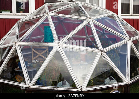 Umea, Norrland Sweden - October 9, 2019: spherical greenhouse with many triangular windows Stock Photo