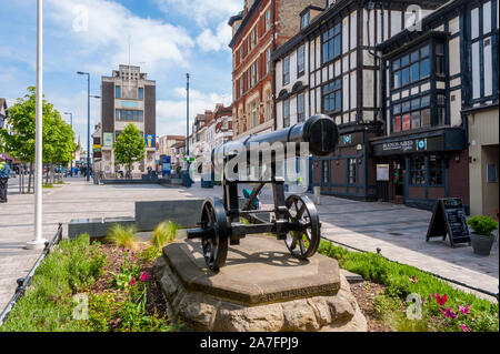 Antique cannon in the High Street Maidstone Kent. Stock Photo