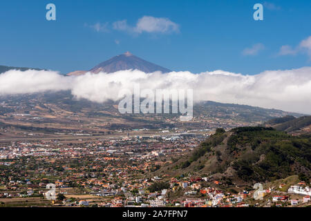 view of the volcano Teide and the city of San Cristobal de La Laguna Stock Photo