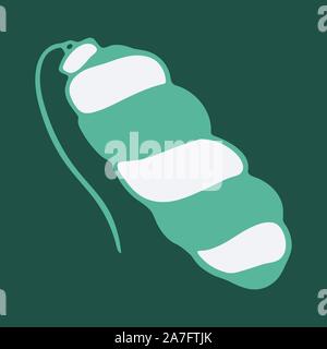 Vector hand drawn doodle illustration of Christmas tree ornament. New Year and Christmas tree decoration isolated on dark green background. Design ele Stock Vector
