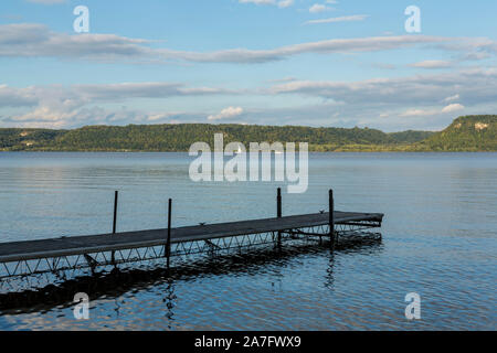 Boat Dock Along The Mississippi River Stock Photo