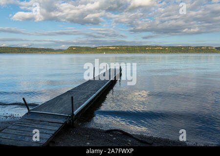 Boat Dock Along The Mississippi River Stock Photo