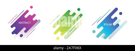 Geometric dynamic badges set. Trendy minimal design. Eps10. Stock Vector
