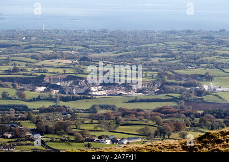 Carmean Quarry limestone works and lough neagh as viewed from Slieve Gallion County Derry Northern Ireland Stock Photo