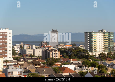City view of Tramandai, RS, Brazil from the south wing. Tramandai is a much visited tourist and literary city due to its beaches and infrastructure. Stock Photo