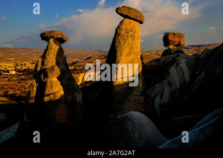 Spectacular anamazing rock formations in Cappadocia, Anatolia, Turkey. Stock Photo