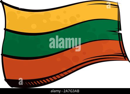 Painted Lithuania flag waving in wind Stock Vector