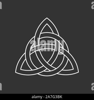 Celtic trinity knot. Linear triquetra symbol interlaced with circle. Ancient ornament symbolizing eternity.Infinite loop sign interlocking with circle Stock Vector