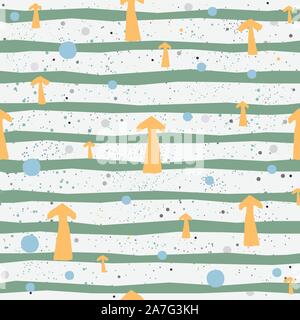 Cute Seamless Pattern with colorful ball on paper background with stripes. Hand Drawn. vector Illustration. Stock Vector