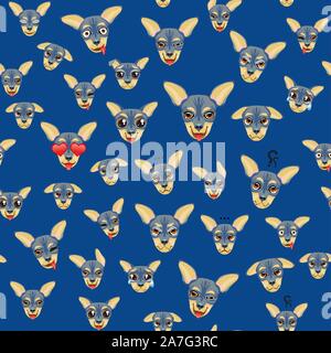 Cute seamless pattern with cartoon emoji dog Stock Vector
