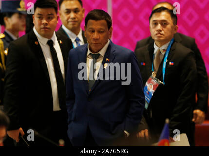 President of the Republic of the Philippines Rodrigo Roa Duterte attends the 35th ASEAN Summit meeting (Plenary) in Nonthaburi province on the outskirts of Bangkok, Thailand. Stock Photo