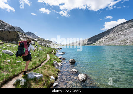 Hiking on the Wind River High Route, Wyoming, USA Stock Photo