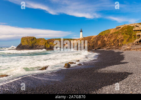 Yaquina Head Lighthouse in Newport, Oregon, USA Stock Photo