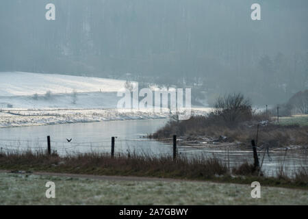 Weser River near Oberweser, Upper Weser Valley,  Weser Uplands, Weserbergland, Hesse, Germany Stock Photo