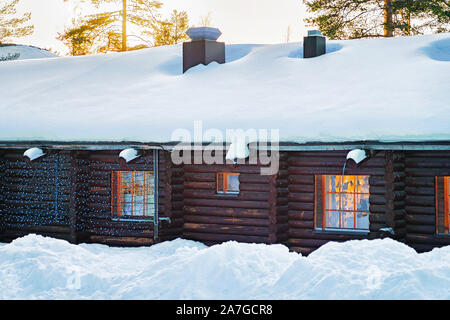 Santa Claus Post Office in Santa Village at sunset Stock Photo