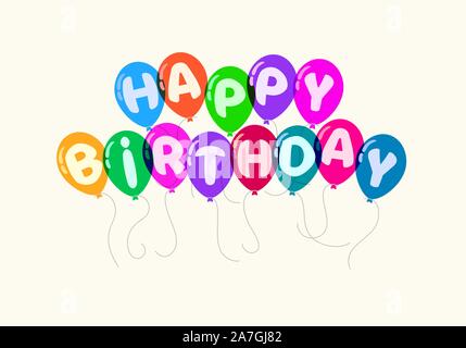 vector happy birthday background for greeting cards. colorful flying balloons and happy birthday text. transparent balloon eps10 illustration Stock Vector