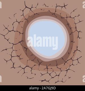 vector illustration of a drought in africa. climate change illustration for global warming, a small puddle among dry cracked land. world crisis becaus Stock Vector