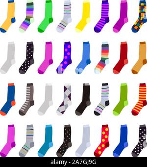 vector socks isolated on white background. cotton or wool sock design for laundry background illustrations. colorful socks symbols Stock Vector