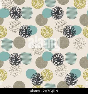 vector seamless background pattern with abstract geometric elements. seamless texture design with circles, thin lines and dots. modern pattern for fab Stock Vector