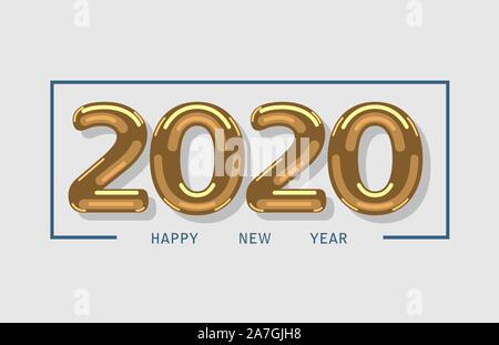 vector happy new year card with golden numbers and happy new year text Stock Vector