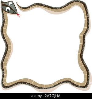 vector wavy snake as a border isolated on blue background. snake cartoon for animal illustrations Stock Vector