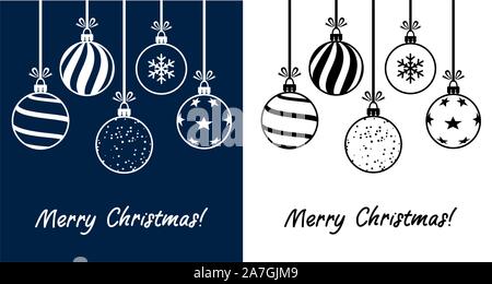 vector winter holiday illustration of christmas balls. stylized hanging ball for new year and christmas cards Stock Vector