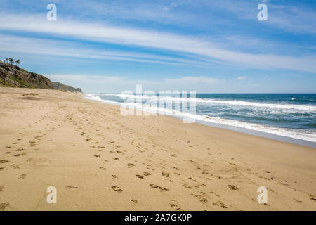 Zuma Beach, one of the most popular beaches in Los Angeles County in California. Zuma is known for its long, wide sands and surf. United States Stock Photo