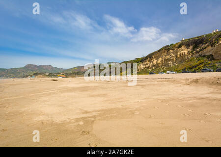 Zuma Beach, one of the most popular beaches in Los Angeles County in California. Zuma is known for its long, wide sands and surf. United States Stock Photo