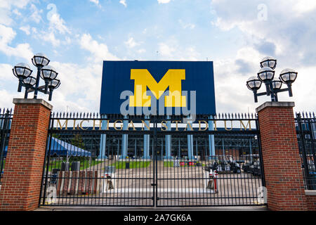 Ann Arbor, MI - September 21, 2019: Entrance gate at the University of Michigan Stadium, home of the Michigan Wolverines Stock Photo