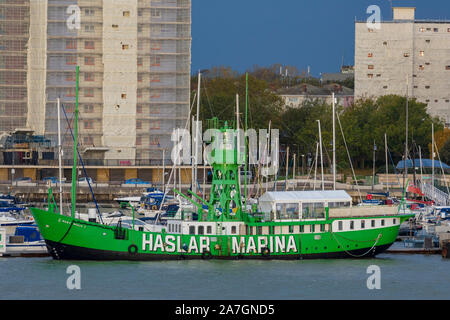 trinity house lightship or lighthouse at the entrance to haslar marina in gosport, portsmouth harbour, uk Stock Photo