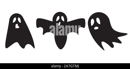 Ghost icon cute cartoon character,  halloween logo or symbol, Vector illustration Stock Vector