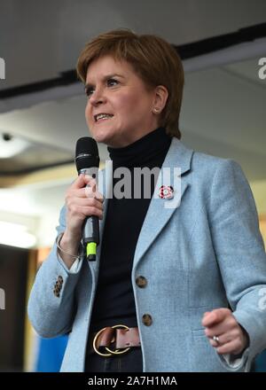 2nd, November, 2019. George Square, Glasgow, Scotland, UK. Nicola Sturgeon gave a rousing speech at a pro Independence rally to a crowd of over 20,000 in Glasgow Stock Photo