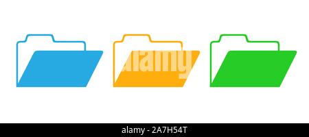 Set of vector Folders. Color icons isolated. Folder with documents. Conceptual vector icon Stock Vector