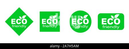 Eco Friendly Environment. Set of green ECO stickers. Vector paper labels isolated. Stock Vector