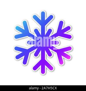 Vector Snowflake icon. Paper sticker with shadow. Blue Snowflake isolated. Stock Vector