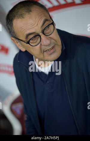 2nd November 2019; Olympic Grande Torino Stadium, Turin, Piedmont, Italy; Serie A Football, Torino versus Juventus; Maurizio Sarri coach of Juventus - Editorial Use Stock Photo