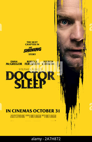 Doctor Sleep (2019) directed by Mike Flanagan and starring Rebecca Ferguson, Ewan McGregor and Jacob Tremblay. Adaptation of Stephen King’s sequel to the The Shining. Stock Photo