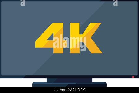 TV flat icon with golden 4k sign on the screen Stock Vector