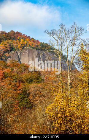 Looking Glass Rock in autumn landscape - Pisgah National Forest, near Brevard, North Carolina, United States Stock Photo