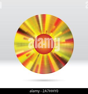 Vinyl disc 12 inch LP record with colorful grooves, shiny tracks Stock Vector