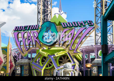 Orlando Universal Studios Dr Doom at night Stock Photo - Alamy